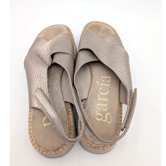 Pedro Garcia Reme Platform Sandal Crisscross Strap Gold Metallic Size US7 EU37.5 - Picture 11 of 12